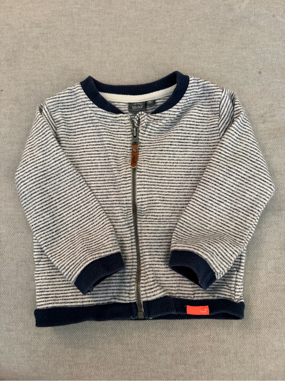 Babyface Striped Navy & White Zip-Front Jacket for baby